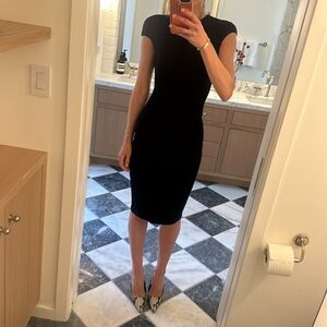 Twenty Cluny black knee length fitted dress with exposed back zipper